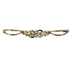 Vintage 1950s Flower Rhinestone Gold Bracelet