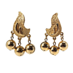 Vintage 1960s Gold Clip On Earrings