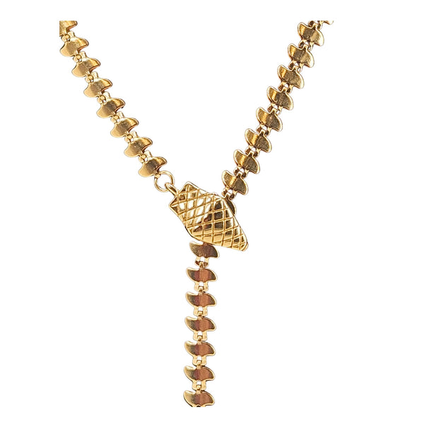 Vintage 1970-80s Goldtone Snake Lariat Necklace