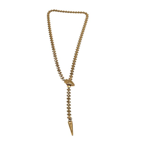 Vintage 1970-80s Goldtone Snake Lariat Necklace