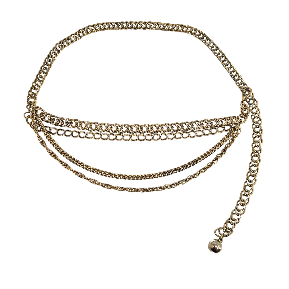 Vintage 1970s Chain Hippie Boho Goldtone Hip Belt