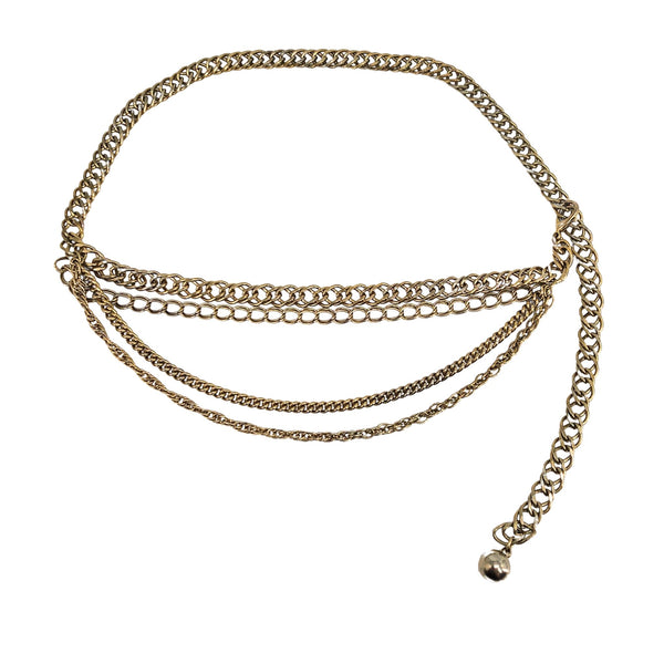 Vintage 1970s Chain Hippie Boho Goldtone Hip Belt