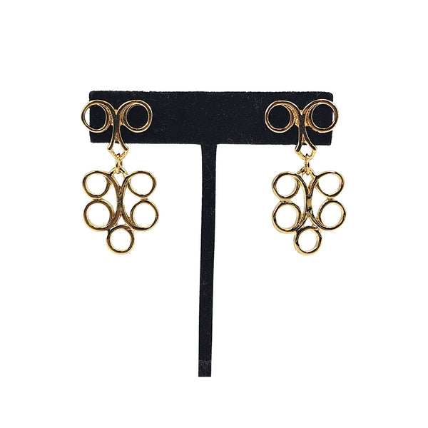 Vintage 1970s Circle Gold Dangle Earrings