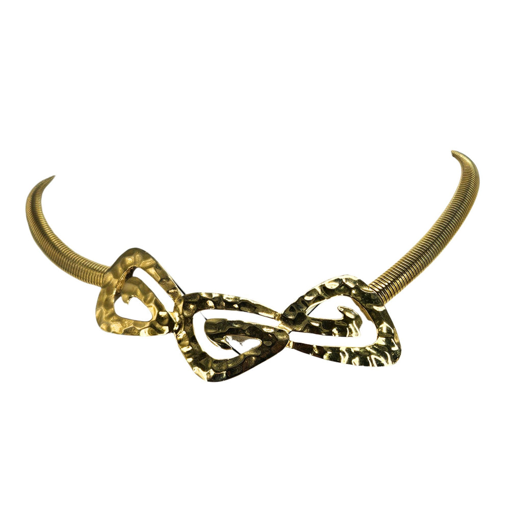 Vintage 1970s Goldtone Hammered Necklace