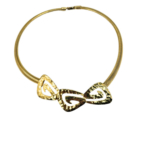 Vintage 1970s Goldtone Hammered Necklace