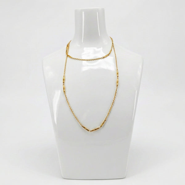Vintage 1970s Goldtone Station Link Station Necklace