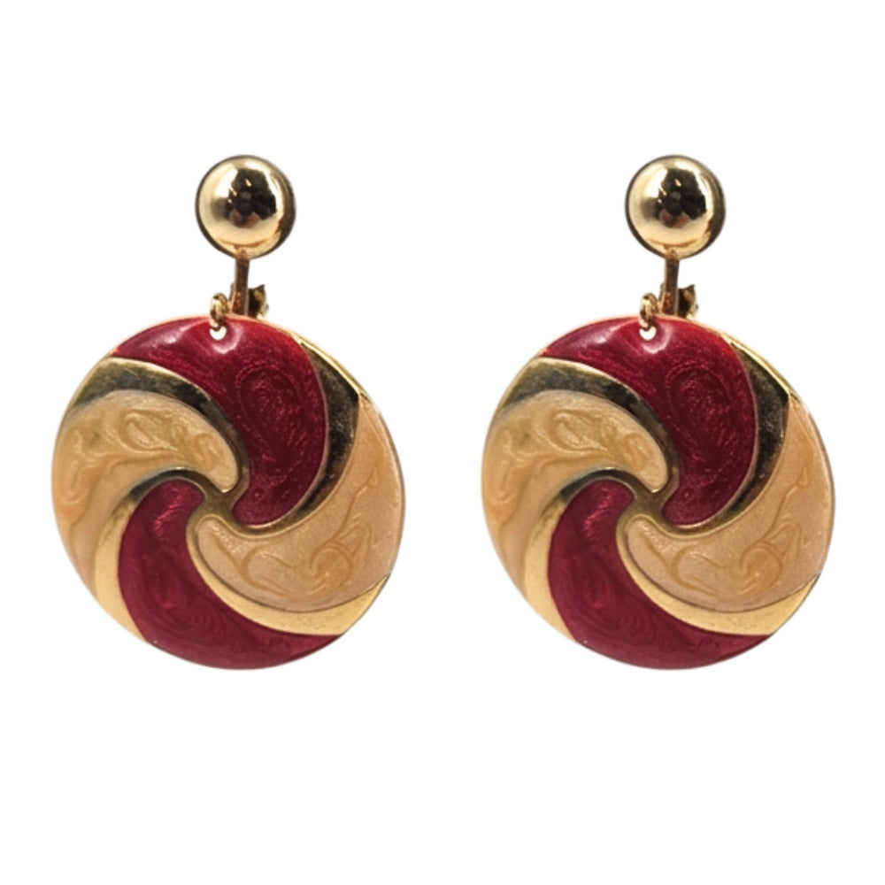Vintage 1980s Gold Swirl Clip On Earrings