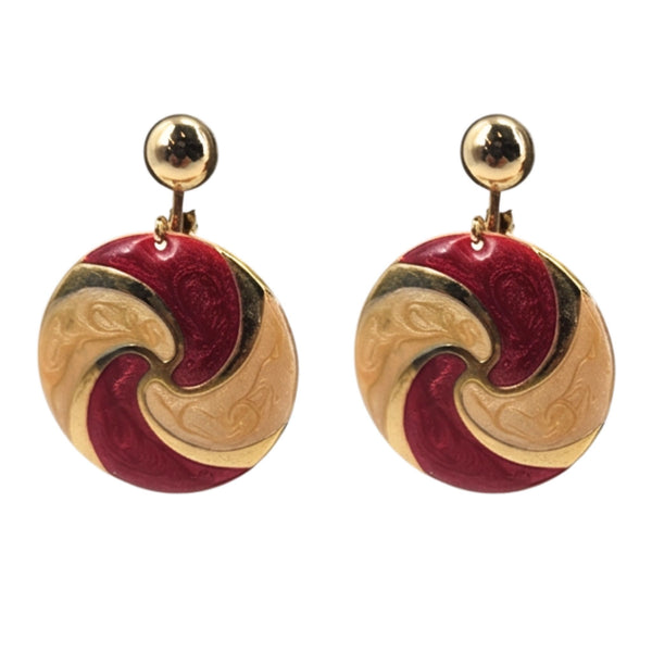 Vintage 1980s Gold Swirl Clip On Earrings