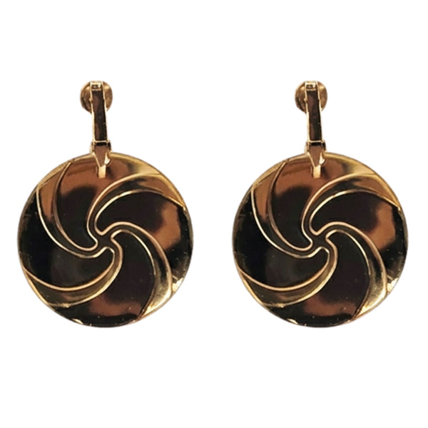 Vintage 1980s Gold Swirl Clip On Earrings