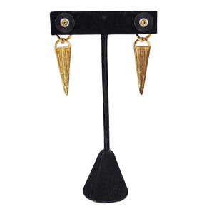 Vintage 1980s Purple Enamel Gold Earrings