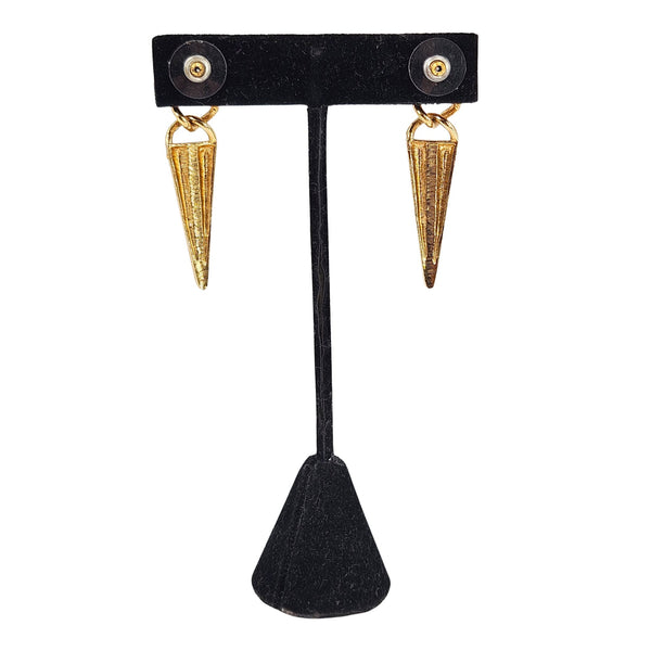 Vintage 1980s Purple Enamel Gold Earrings