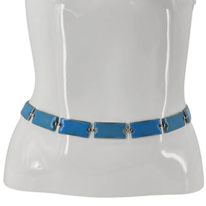 Vintage 1960s–70s Blue Enamel Chain Belt