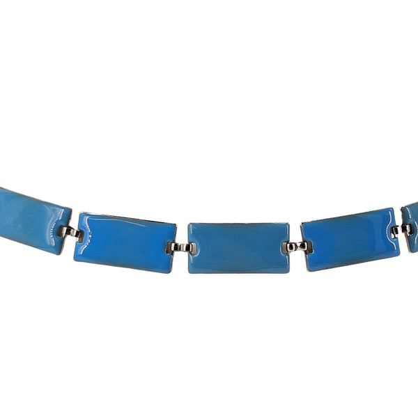 Vintage 1960s–70s Blue Enamel Chain Belt