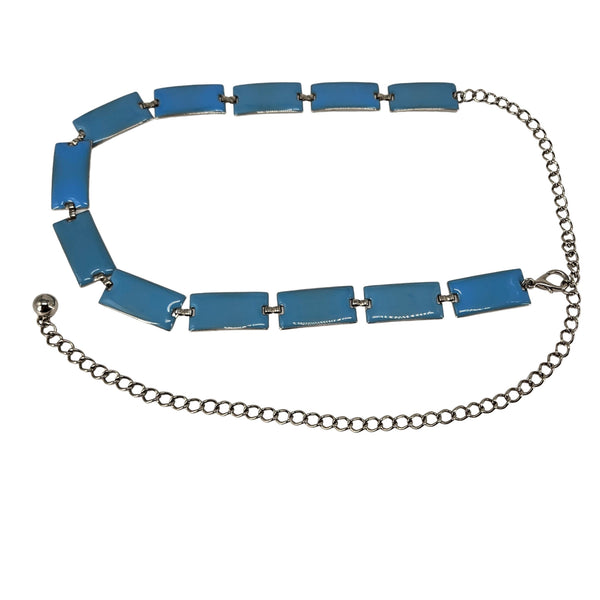 Vintage 1960s–70s Blue Enamel Chain Belt