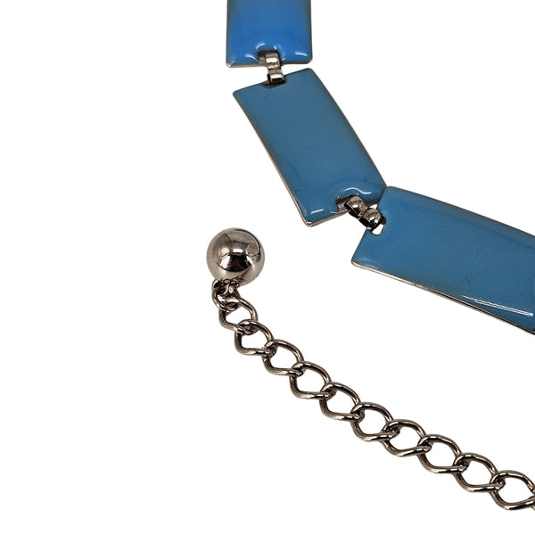 Vintage 1960s–70s Blue Enamel Chain Belt