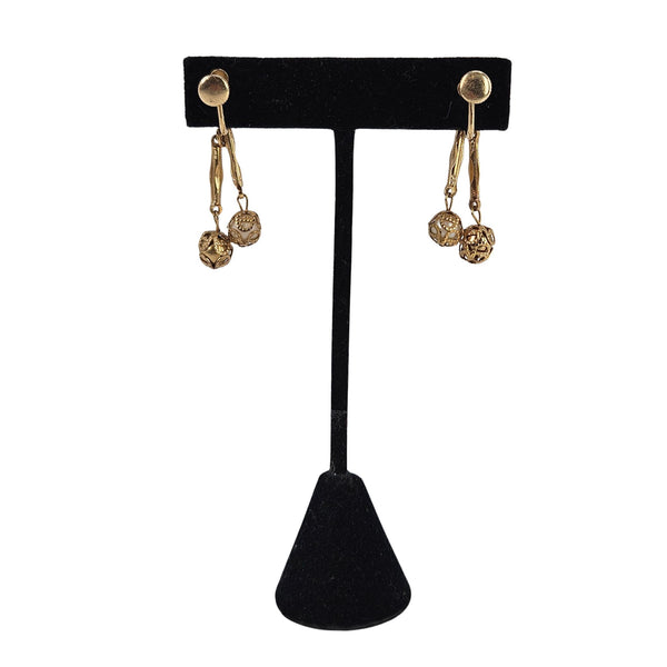 Vintage Gold Filigree Faux Pearl Earrings