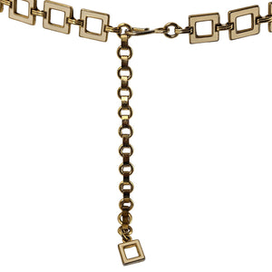 Vintage Gold Tone Square Chain Link Belt Geometric Retro Boho Adjustable 80s 90s