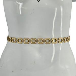 Vintage Gold Tone Square Chain Link Belt Geometric Retro Boho Adjustable 80s 90s