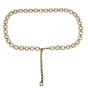 Vintage Gold Tone Square Chain Link Belt Geometric Retro Boho Adjustable 80s 90s