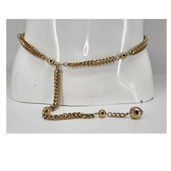 Vintage Goldtone 1960-70s Double Chain Station Belt
