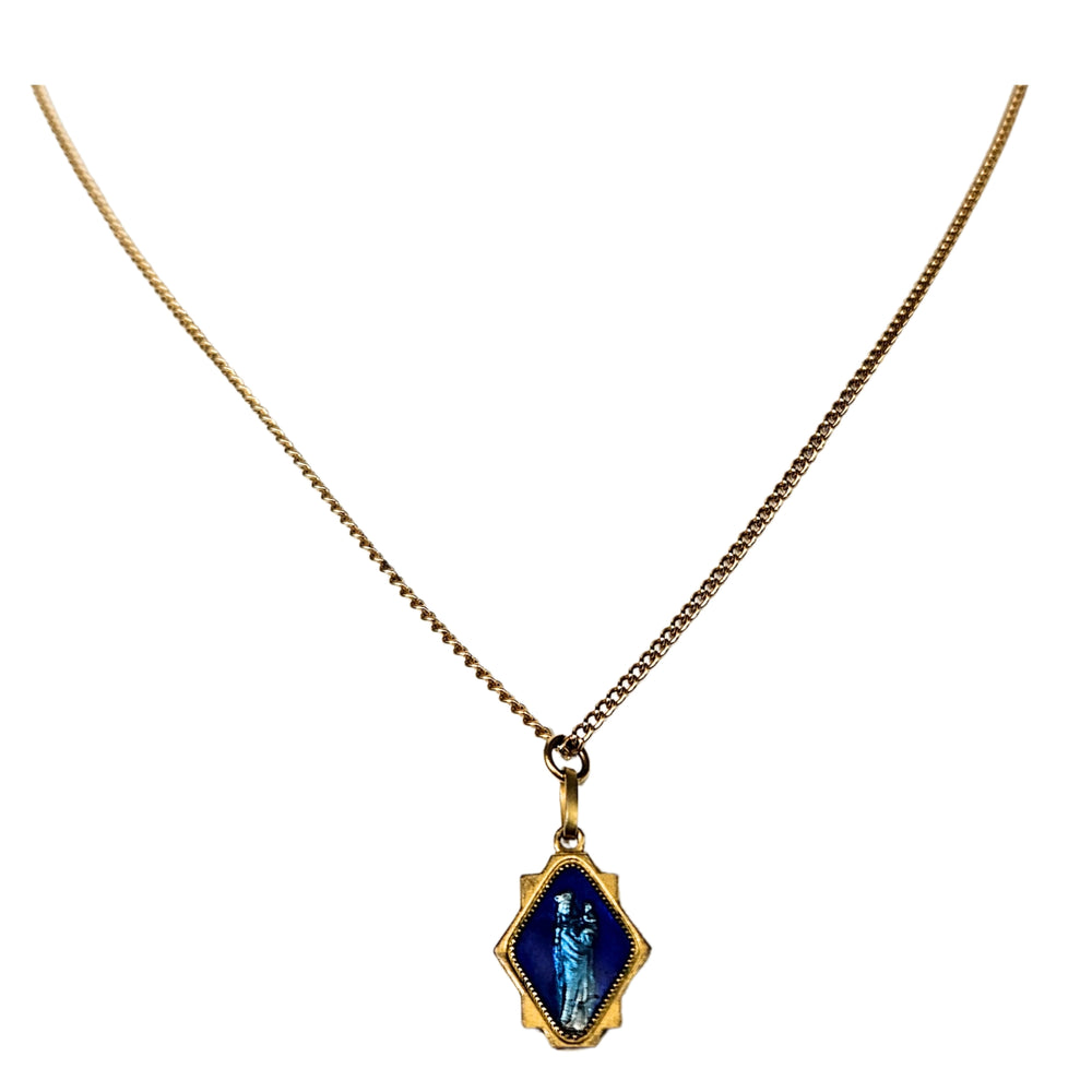 Vintage Virgin Mary Miraculous Pendant Necklace