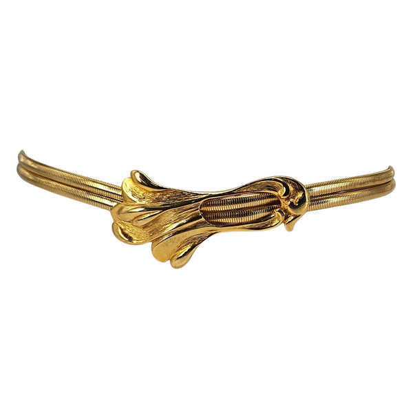 Vintage 1970s Stretch Snake Gold Swirl Belt