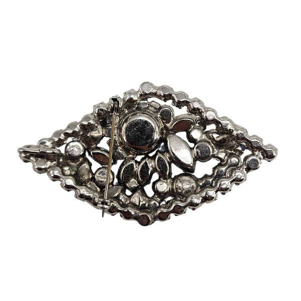 Vintage Light Blue/White Rhinestone Brooch/Pendant
