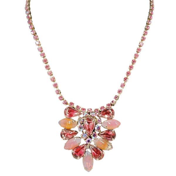Vintage 1950s Pink Givré Rhinestone Choker