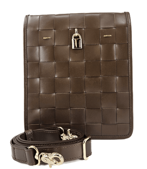 Luxury leather handbags, 100% handmade in Italy, featuring a signature center lock and elegant designs by Madison of Beverly Hills.