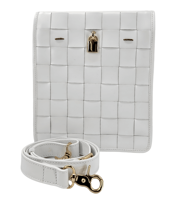Luxury leather handbags, 100% handmade in Italy, featuring a signature center lock and elegant designs by Madison of Beverly Hills.