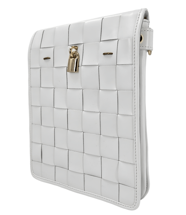 Luxury leather handbags, 100% handmade in Italy, featuring a signature center lock and elegant designs by Madison of Beverly Hills.