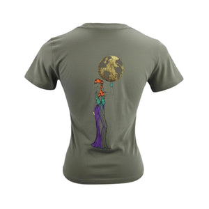 Madison Maison x On/Off Essentials Bandana Girl With Globe Khaki T-Shirt