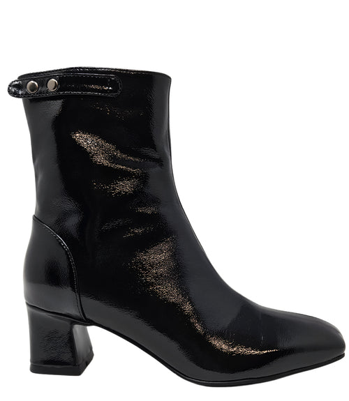 Gini & Albert Black Patent Leather Zip Up Boot