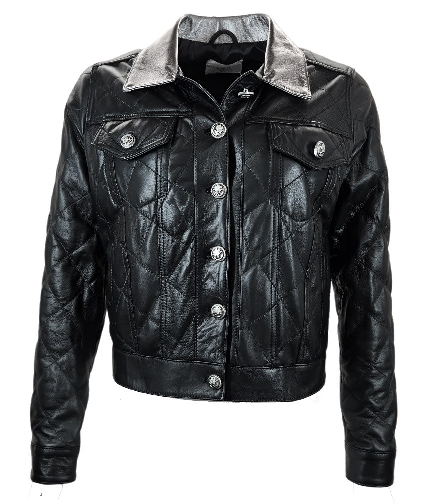 Madison Maison Black/Silver Quilted Leather Jacket - MADISON MAISON