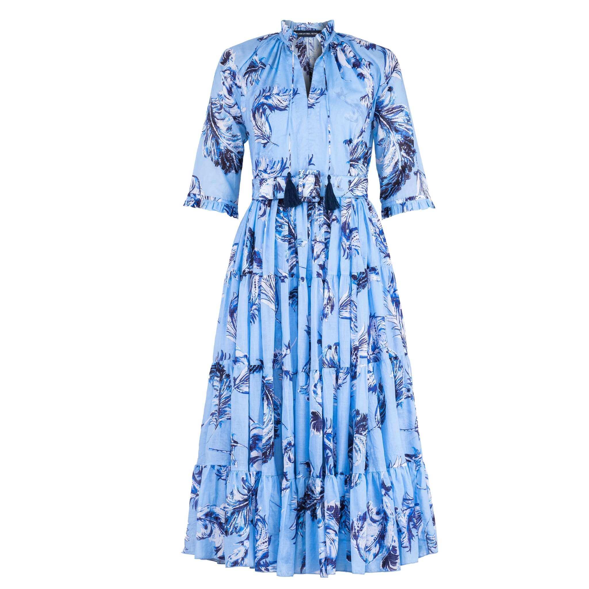 ワンピース Samantha Sung Dresses Blue Samantha Sung Vegetable Stretch Cotton Midi-Dress | Saks