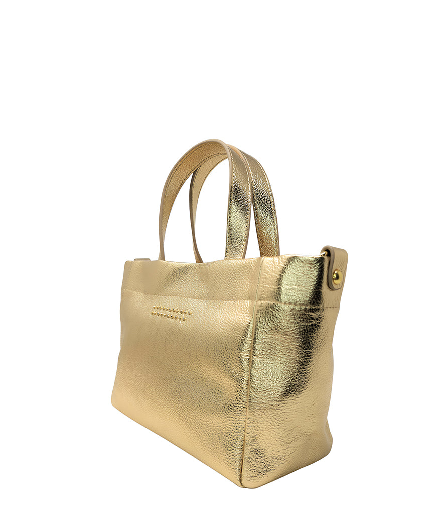 Quyenn Eva Gold Leather Mini Tote Bag - MADISON MAISON