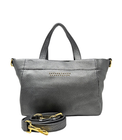 Quyenn Eva Gunmetal Leather Mini Tote Bag