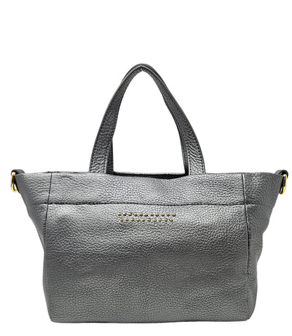 Quyenn Eva Gunmetal Leather Mini Tote Bag