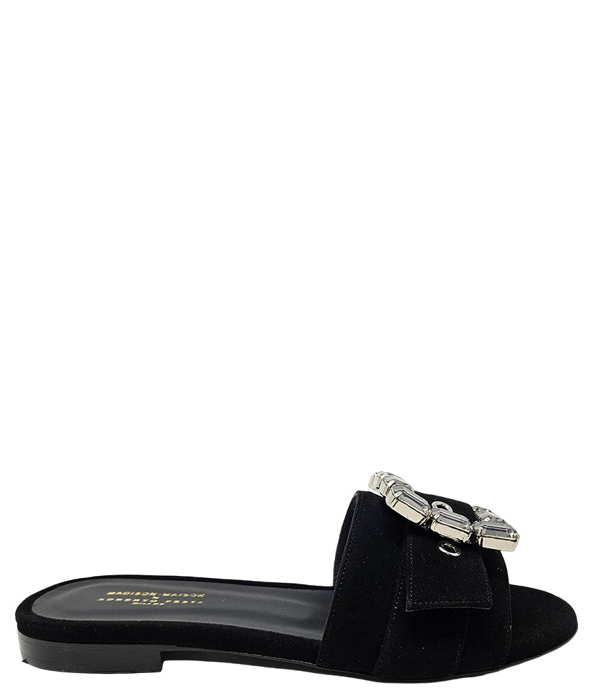 Madison Maison™ Fade Jeweled Buckle Black Suede Sandal