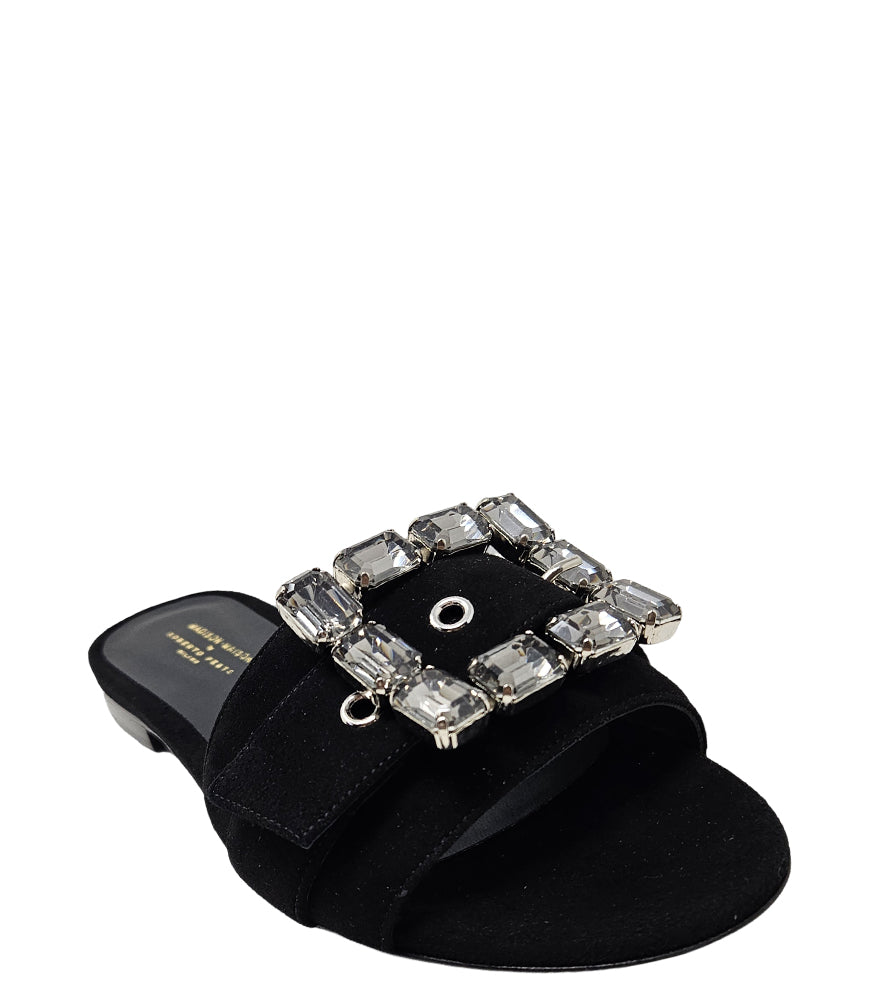 Madison Maison™ Fade Jeweled Buckle Black Suede Sandal