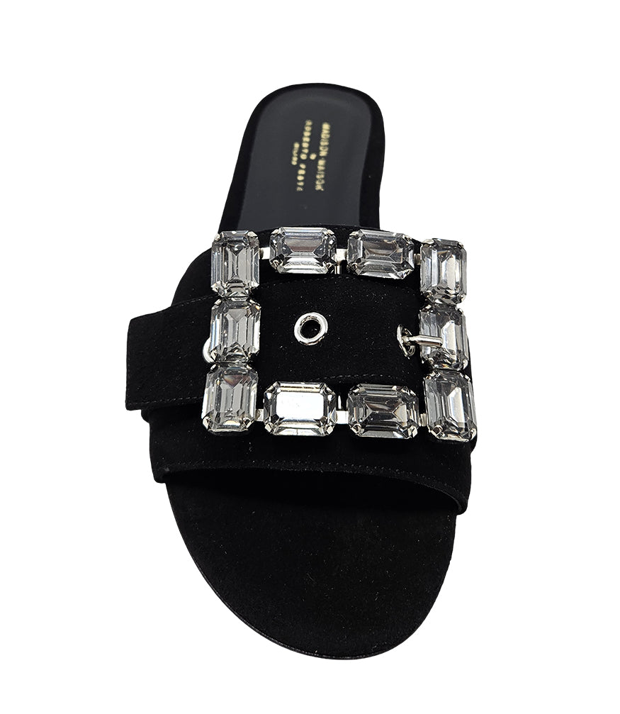 Madison Maison™ Fade Jeweled Buckle Black Suede Sandal