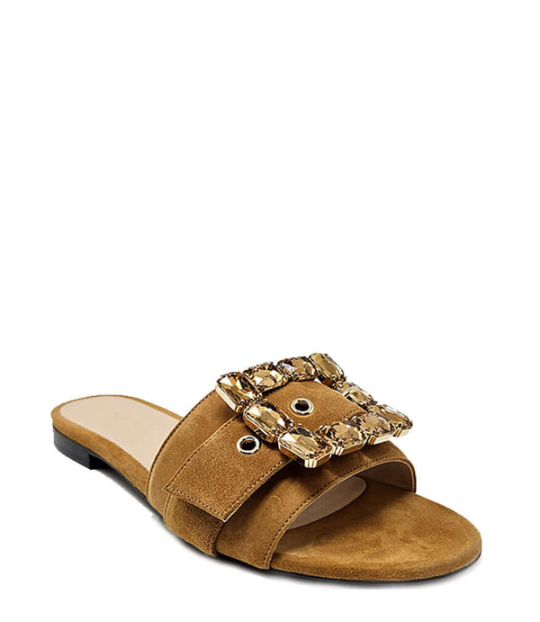 Fade Jeweled Buckle Khaki Sandal