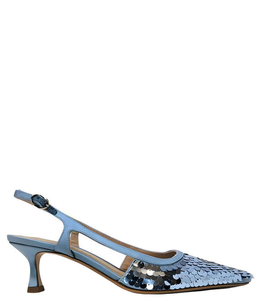 サンダル・ミュール Roberto Festa SS25 (STEFI RASOBLUE) Roberto Festa Blue Sequence Snip Toe Slingback Heel