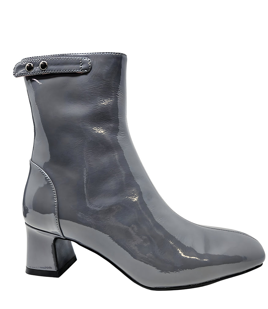 Gini & Albert Grey Gardens Patent Leather Zip Up Boot