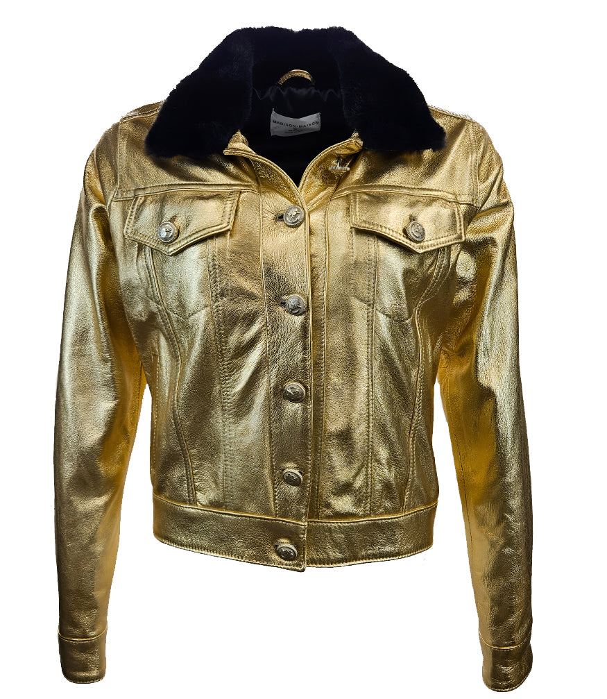 Madison Maison Gold/Black Leather Jacket - MADISON MAISON