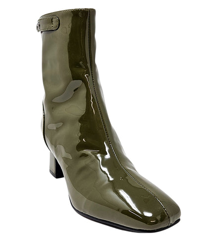 Gini & Albert Olive Green Patent Leather Zip Up Boot