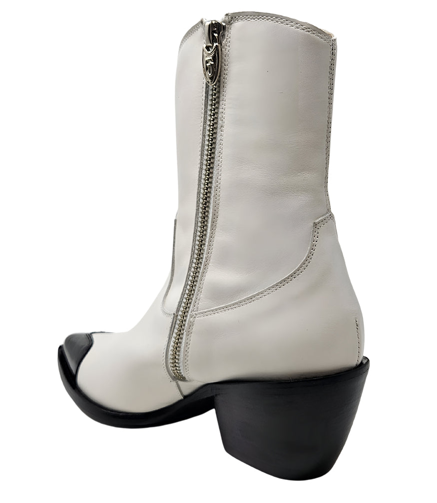 Madison Maison™ White/Black Heart Toe Ankle Boot