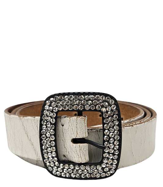 Madison Maison White Cracked Leather Belt