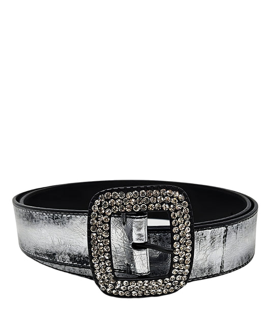 Madison Maison Silver Metallic Leather Belt