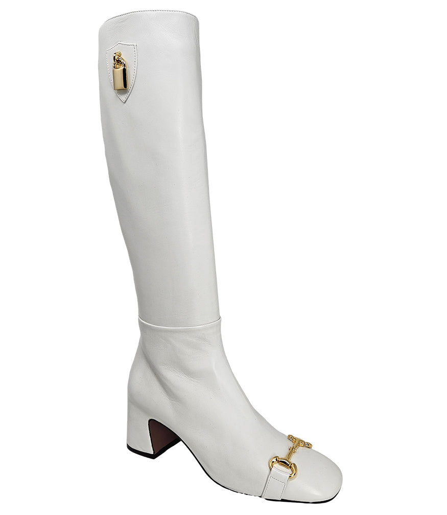 White Tall Lock Boot